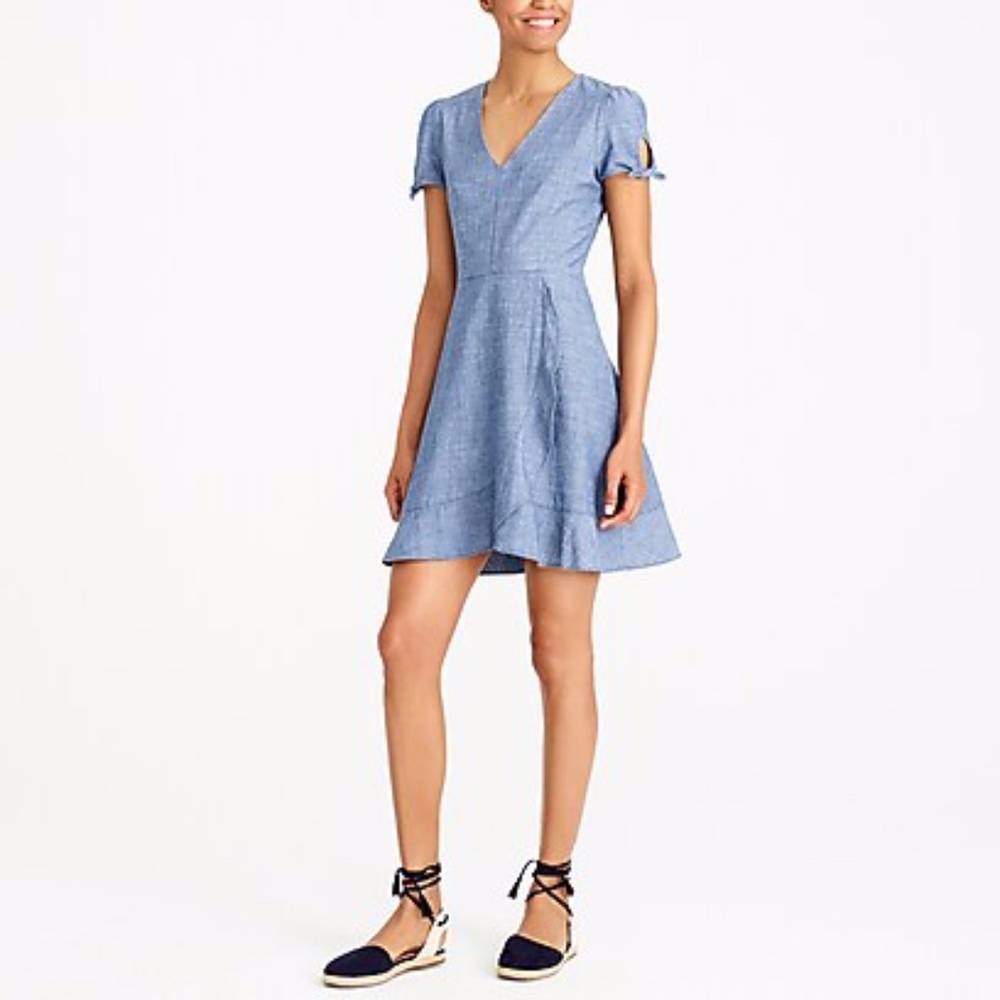NWT J. Crew Chambray Faux Wrap Dress